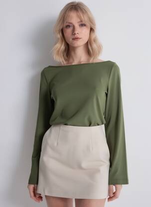 Top stretch manches longues vert CIDER femme
