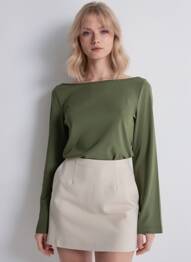 Top stretch manches longues vert CIDER femme