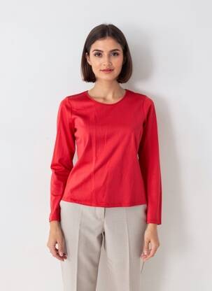 Top tissage jersey manches longues rouge SANS MARQUE femme