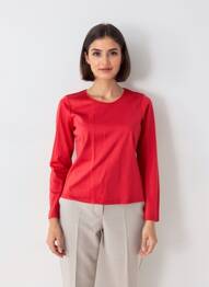 Top tissage jersey manches longues rouge SANS MARQUE femme