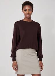 Pull stretch manches longues marron UNIQLO femme