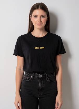 T-shirt sérigraphie manches courtes noir SANS MARQUE femme
