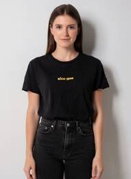 T-shirt sérigraphie manches courtes noir SANS MARQUE femme