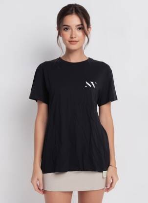 T-shirt coupe droite manches courtes noir B&C femme