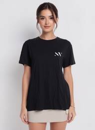 T-shirt coupe droite manches courtes noir B&C femme