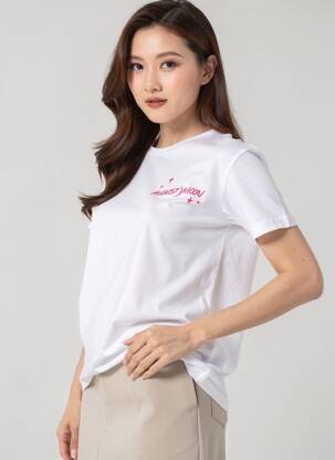 T-shirt coupe droite manches courtes blanc B&C femme