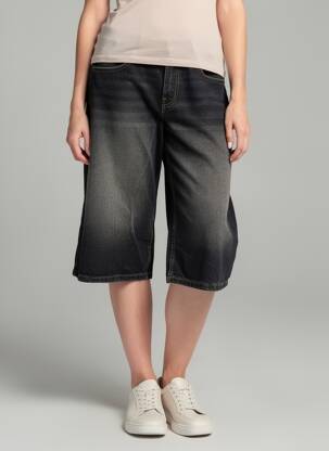 Pantacourt coupe jupe culotte noir BERSHKA femme