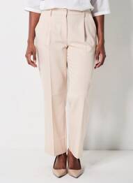 Pantalon droit taille à pinces taille haute beige OUTFITBOOK femme