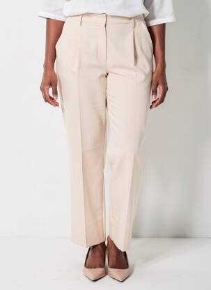 Pantalon droit taille à pinces taille haute beige OUTFITBOOK femme