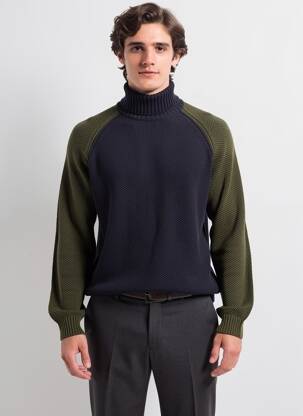 Pull col roulé maille souple et aérée manches longues bleu FREEMAN T.PORTER homme