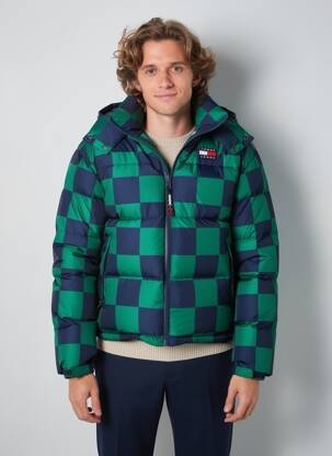 Doudoune manches longues a capuche vert TOMMY HILFIGER homme
