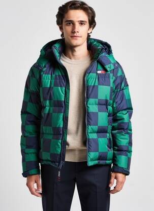Doudoune manches longues a capuche vert TOMMY HILFIGER homme
