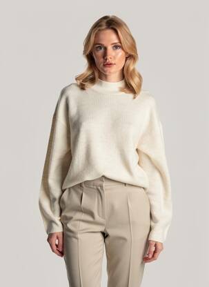 Pull stretch manches longues beige JACQUELINE DE YONG femme