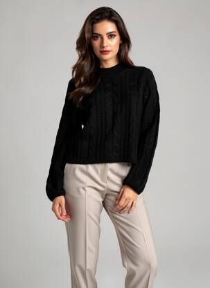 Pull stretch manches longues noir JACQUELINE DE YONG femme