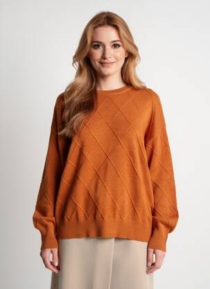 Pull stretch manches longues orange IVY BEAU femme