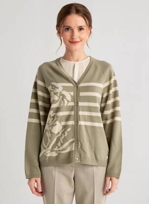 Gilet manches longues coupe cintrée vert CREAM femme