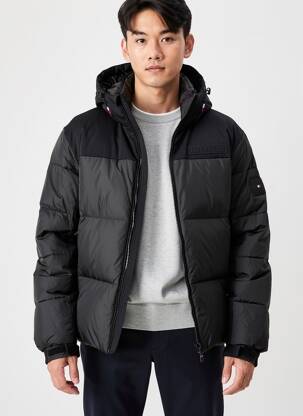 Doudoune manches longues a capuche noir TOMMY HILFIGER homme