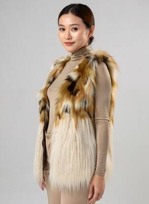 Gilet sans manche fourrure synthétique beige MARC AUREL femme