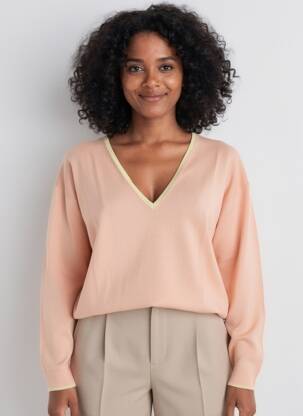Pull coupe cintrée manches longues orange ALLUDE femme