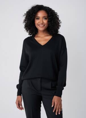 Pull coupe cintrée manches longues noir MOSCHINO femme