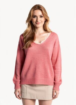 Pull coupe droite manches longues rose LIVIANA CONTI femme