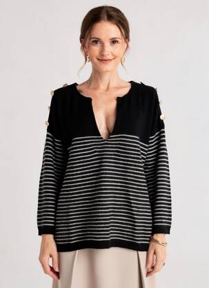 Pull coupe droite manches longues noir MAX & MOI femme