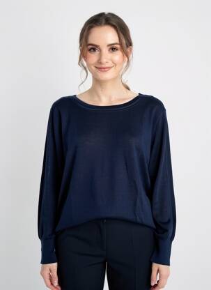 Pull coupe droite manches longues bleu MAX & MOI femme