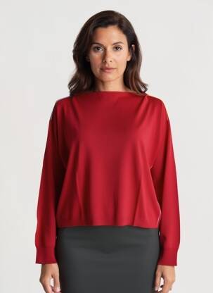 Pull coupe droite manches longues rouge LIVIANA CONTI femme