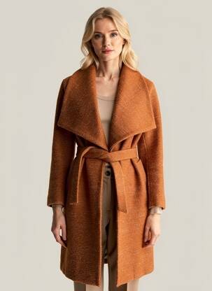 Manteau long coupe cintrée sans capuche orange GOA GOA femme