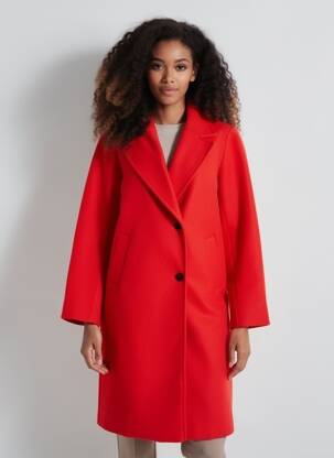 Manteau long coupe droite sans capuche rouge B.YOUNG femme