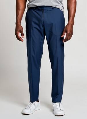 Pantalon slim taille à pinces taille haute bleu LUIGI MORINI homme