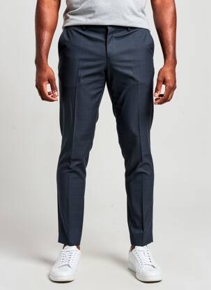 Pantalon slim taille à pinces taille haute bleu LUIGI MORINI homme