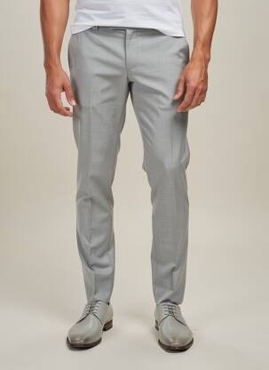 Pantalon slim tissage chiné taille haute gris LUIGI MORINI homme