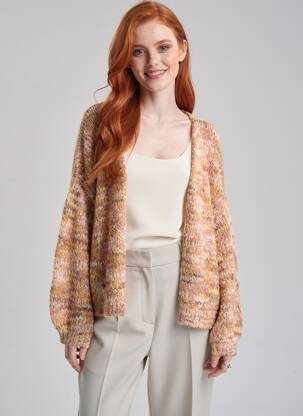 Gilet manches longues resserrée sur le bas marron ONLY femme