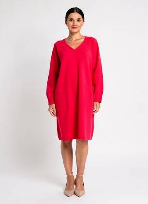 Robe pull col v manches longues rose OUI femme
