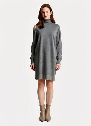 Robe pull tissage chiné manches longues gris GAUDI femme