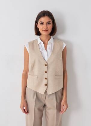 Gilet sans manche poches beige SOPHIE + LUCIE femme