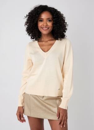 Pull coupe cintrée manches longues beige GOA GOA femme
