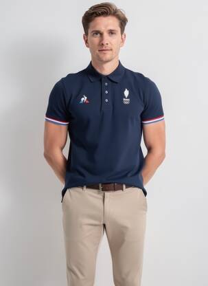Polo sérigraphie manches courtes bleu LE COQ SPORTIF homme