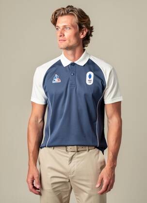 Polo sérigraphie manches courtes bleu LE COQ SPORTIF homme