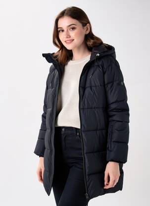 Doudoune manches longues a capuche noir MINIMUM femme