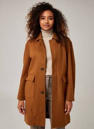 Manteau long coupe droite sans capuche marron MINIMUM femme
