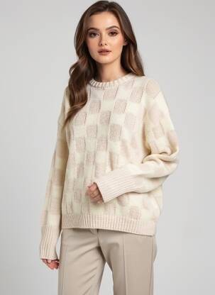 Pull stretch manches longues beige ROSEANNA femme