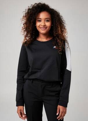 Sweat-shirt broderie manches longues noir LE COQ SPORTIF femme