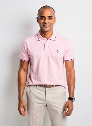Polo coupe droite manches courtes rose AMERICAN COLLEGE homme