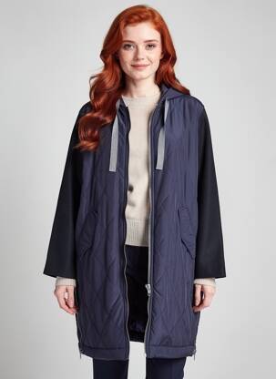 Manteau long a capuche a capuche bleu CHLOÉ STORA femme