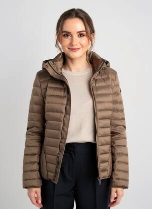 Doudoune poches a capuche marron EVA KAYAN femme