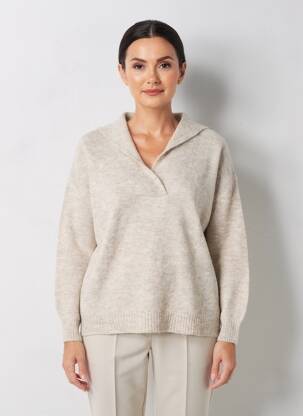 Pull tissage chiné manches longues beige EVA KAYAN femme