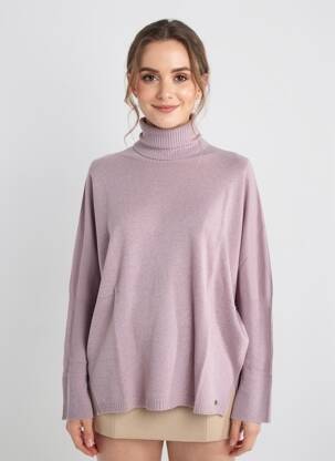 Pull col roulé tissage chiné manches longues violet OTTOD'AME femme