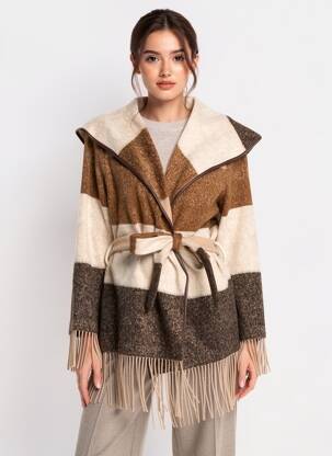 Manteau long coupe cintrée sans capuche marron TIFFOSI femme